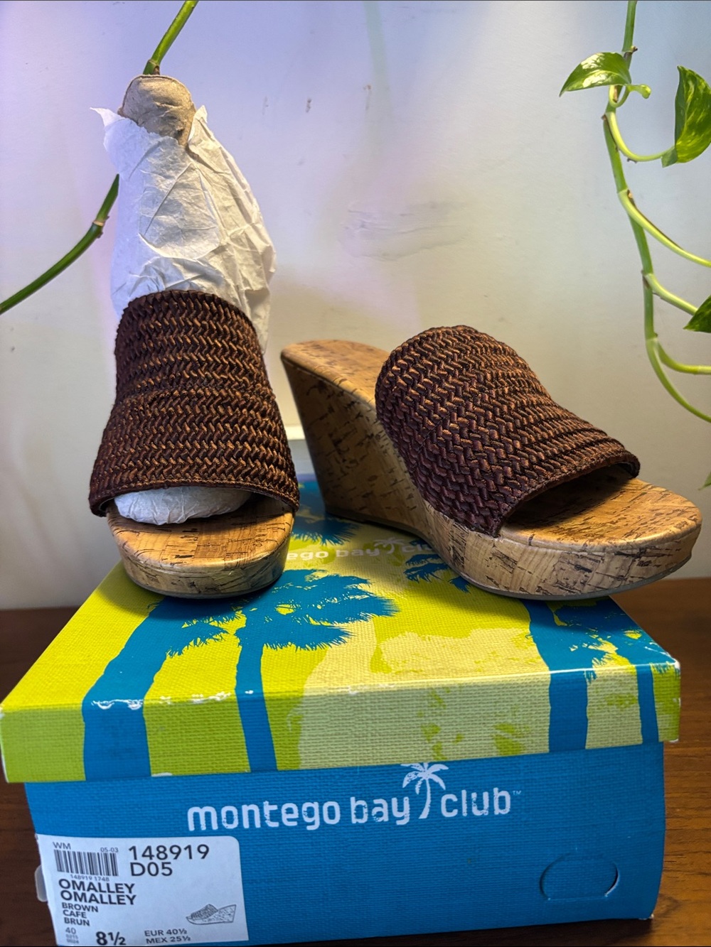 Montego Bay Club Brown Woven Cork Wedge Slide
